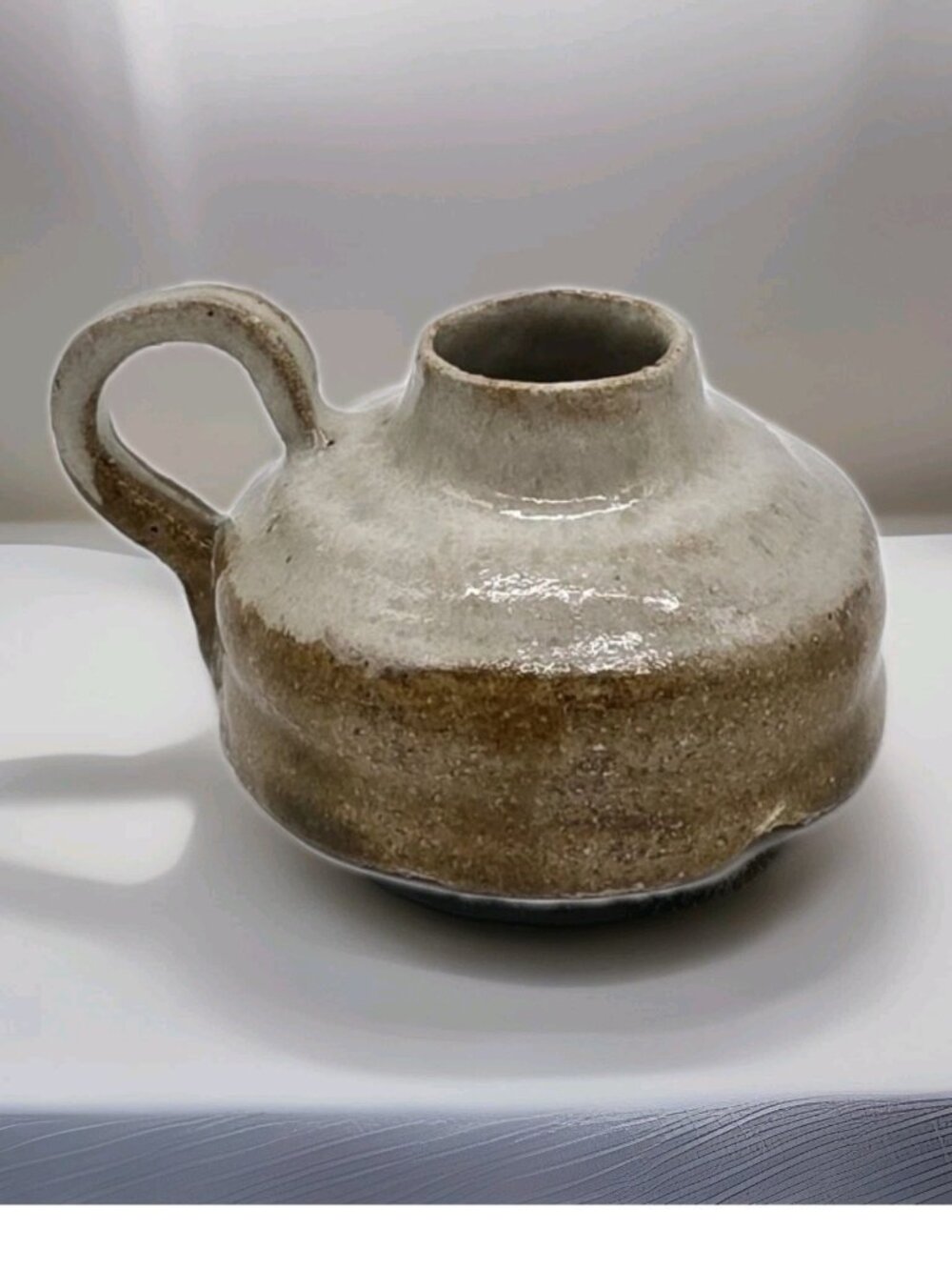 Rustic Primitive Small Jug Squat Pottery Vase Artisan Vintage Farmhouse Country